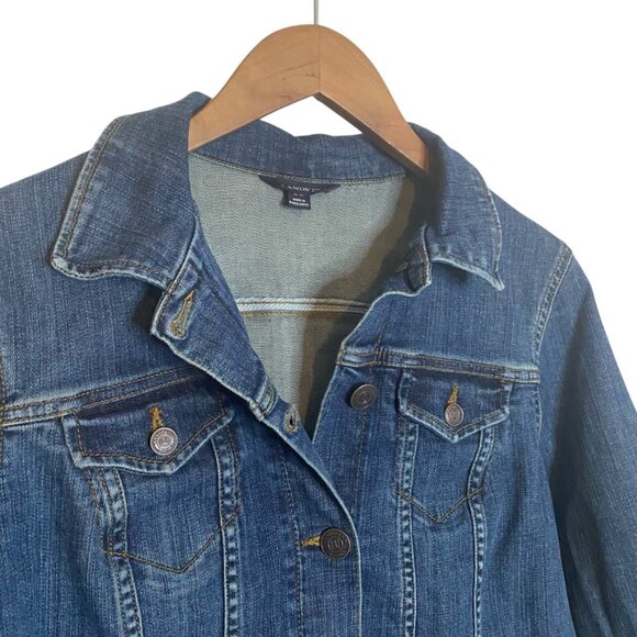Lands End denim jacket womens size M 10/12 petite - Picture 3 of 8